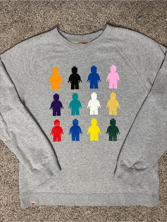 Lego Tops - Lego Grey Sweatshirt with Multicolor Minifigure Grid Unisex Sweatshirt